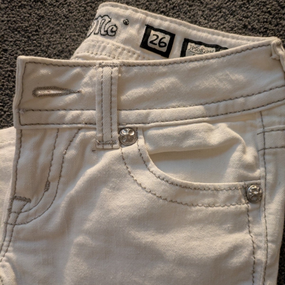 White Jeans with Silver Sequin Detail - Picture 3 of 5